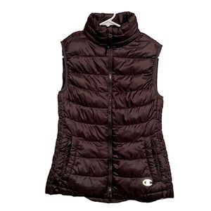Champion Womens Puffer Vest Size Small Brown